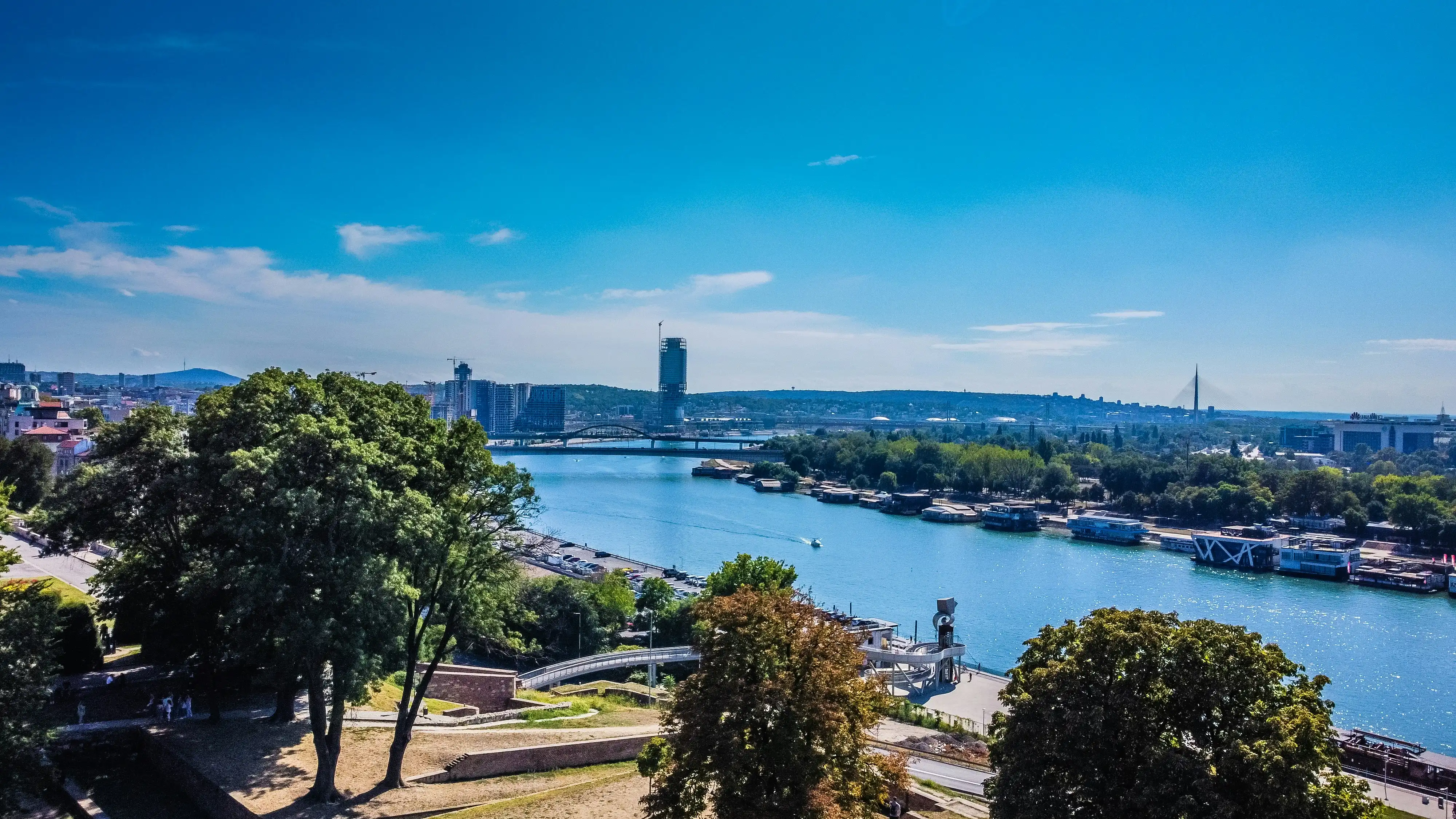 Sava River running through Belgrade, Serbia