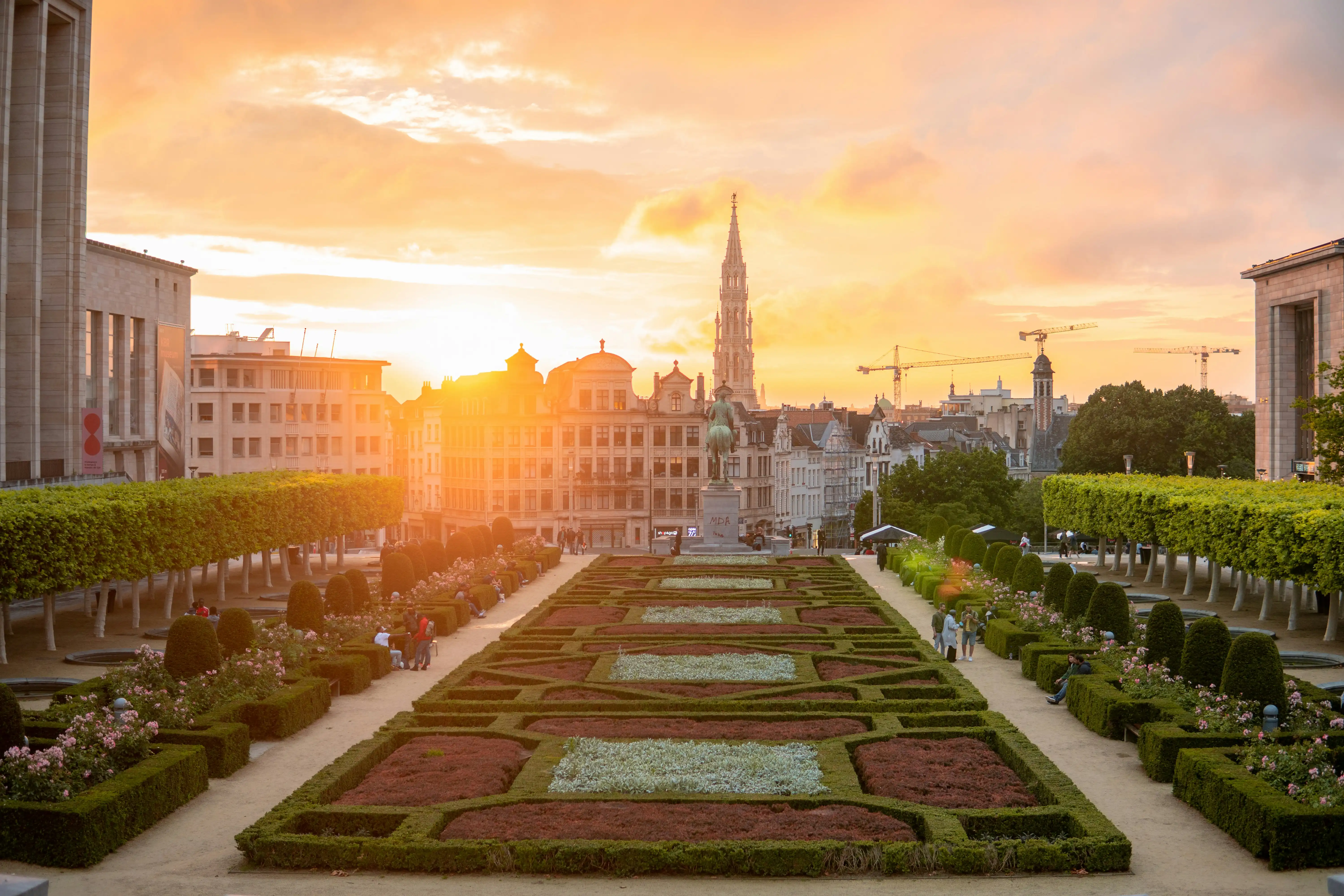 Sunset at Mont des Arts in Brussels